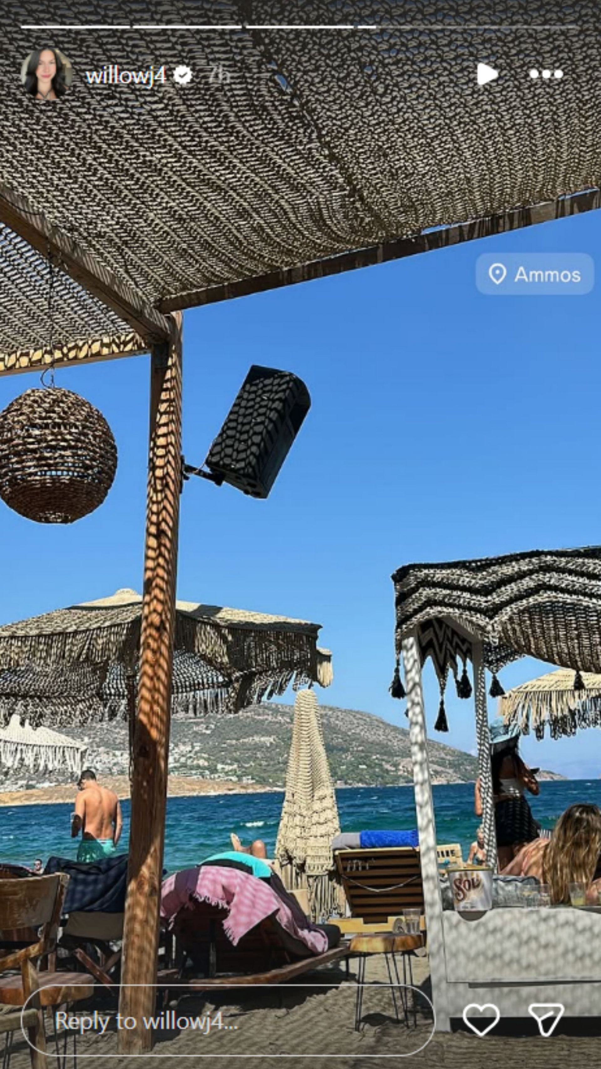 Randy Johnson's daughter's Instagram story [Image Source: Instagram/willowj4]