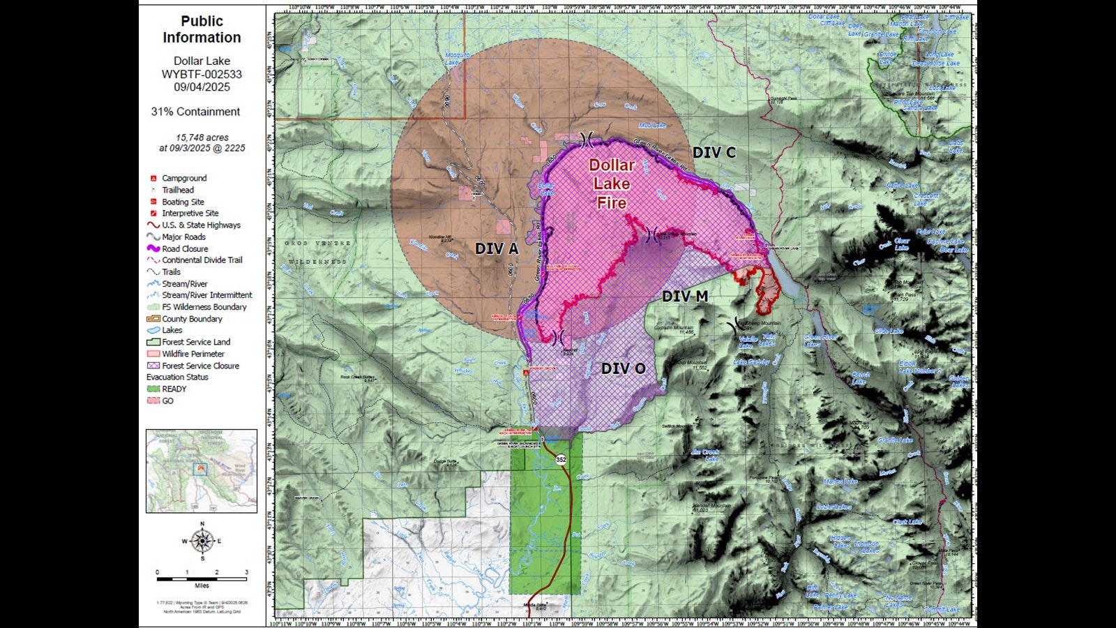 Dollar Lake Fire map 9 4 25