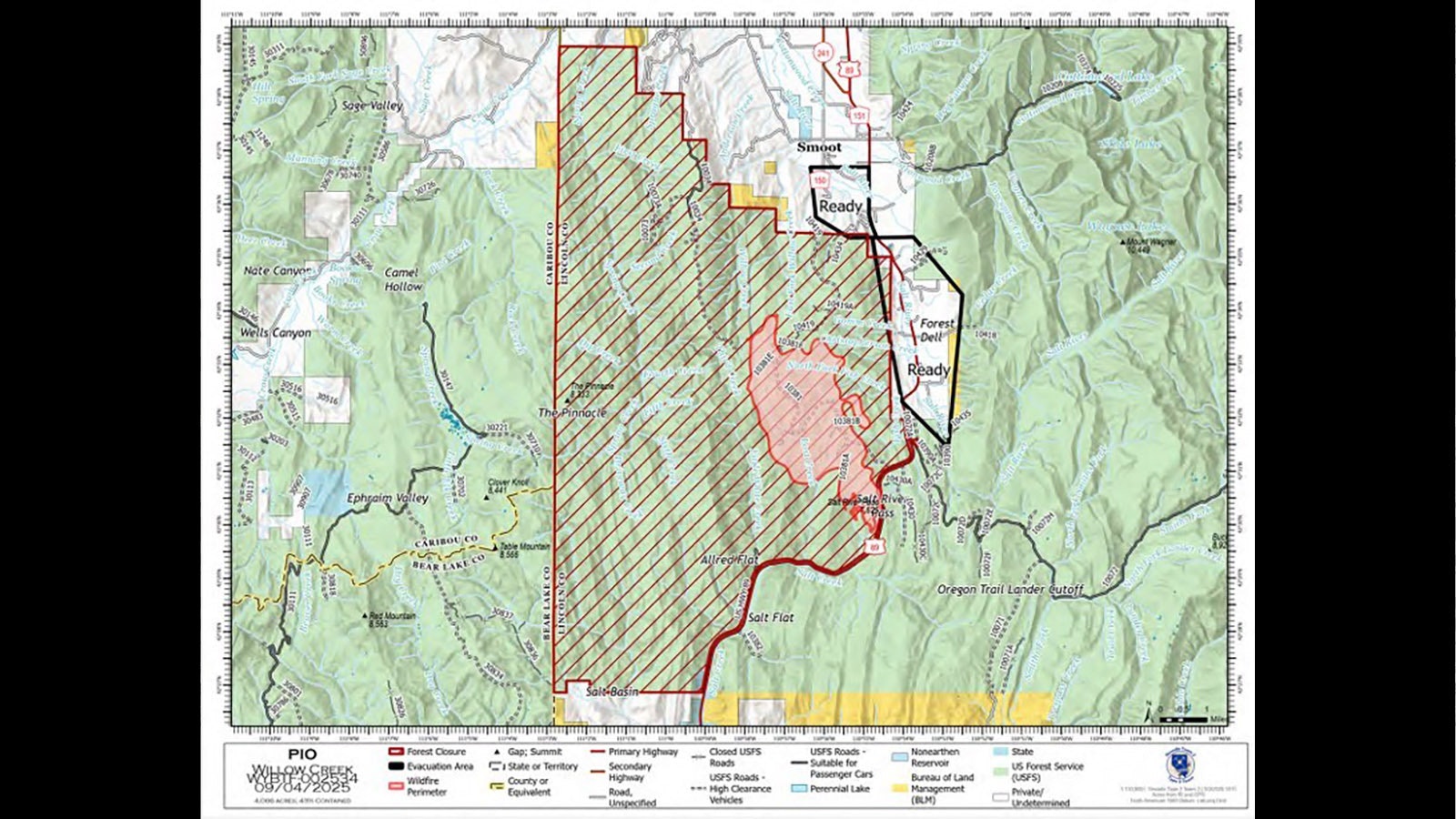 Willow Creek Fire map 9 4 25