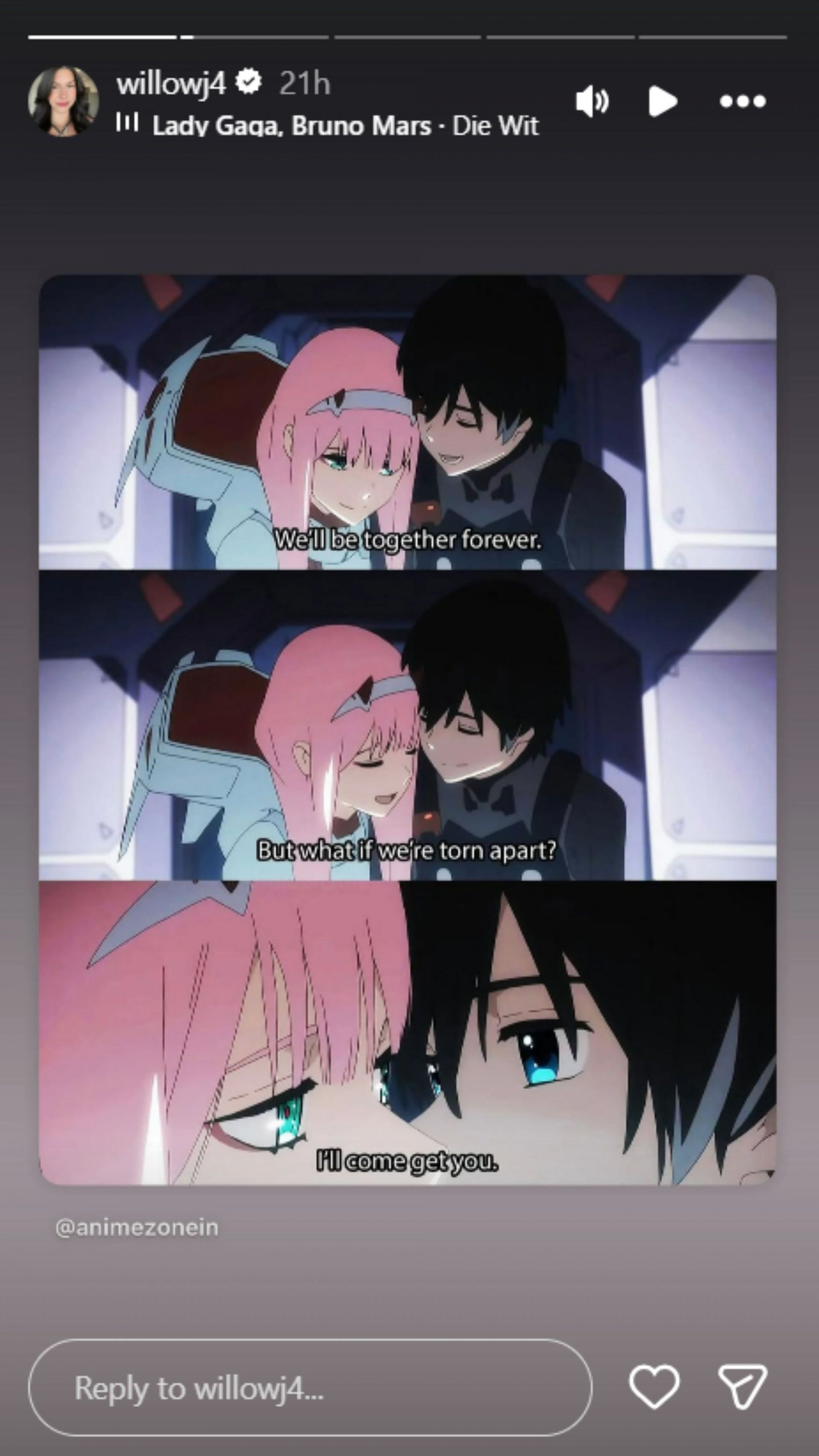 Willow Johnson's Instagram story [Image Source: Instagram/willowj4]