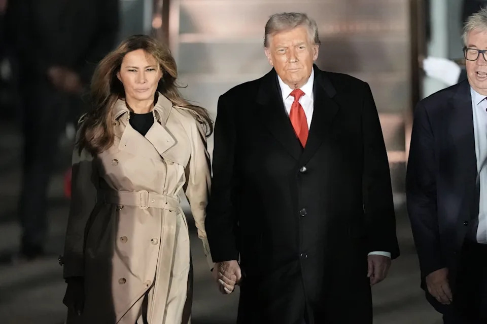 Air Force One carrying the US President Donald Trump and First Lady Melania Trump lands at Stansted Airport (Stefan Rousseau/PA) (PA Wire)