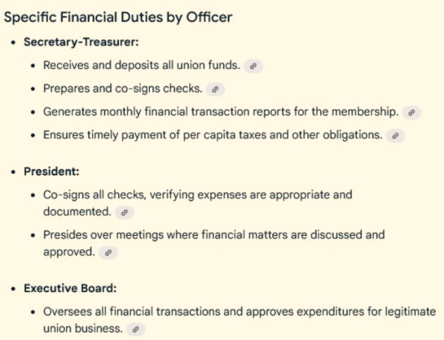 Summary of duties of Council 3 officers and Executive Board. (