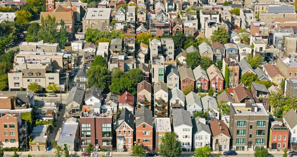 Birdseye View of Residential Streets in Chicago