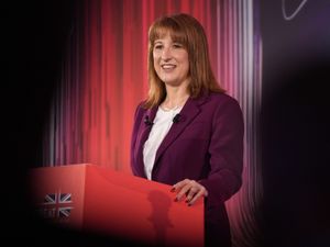 Rachel Reeves at lectern on stage