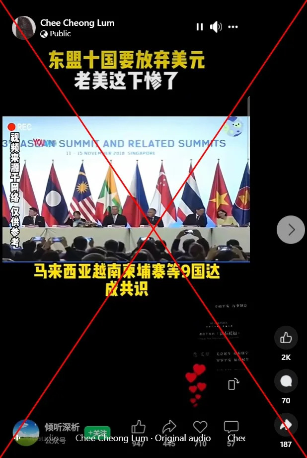 <span>Screenshot of the false Facebook post captured on October 7, 2025, with a red X added by AFP</span>