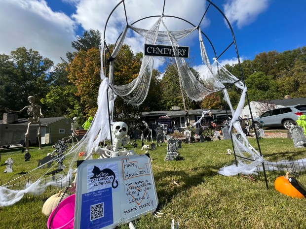 Lettieri promotes her display through local Facebook and Halloween enthusiast groups, inviting visitors to stop by, snap photos, and make donations to support the cause.(Clara Wicinski -- Lorain Morning Journal)