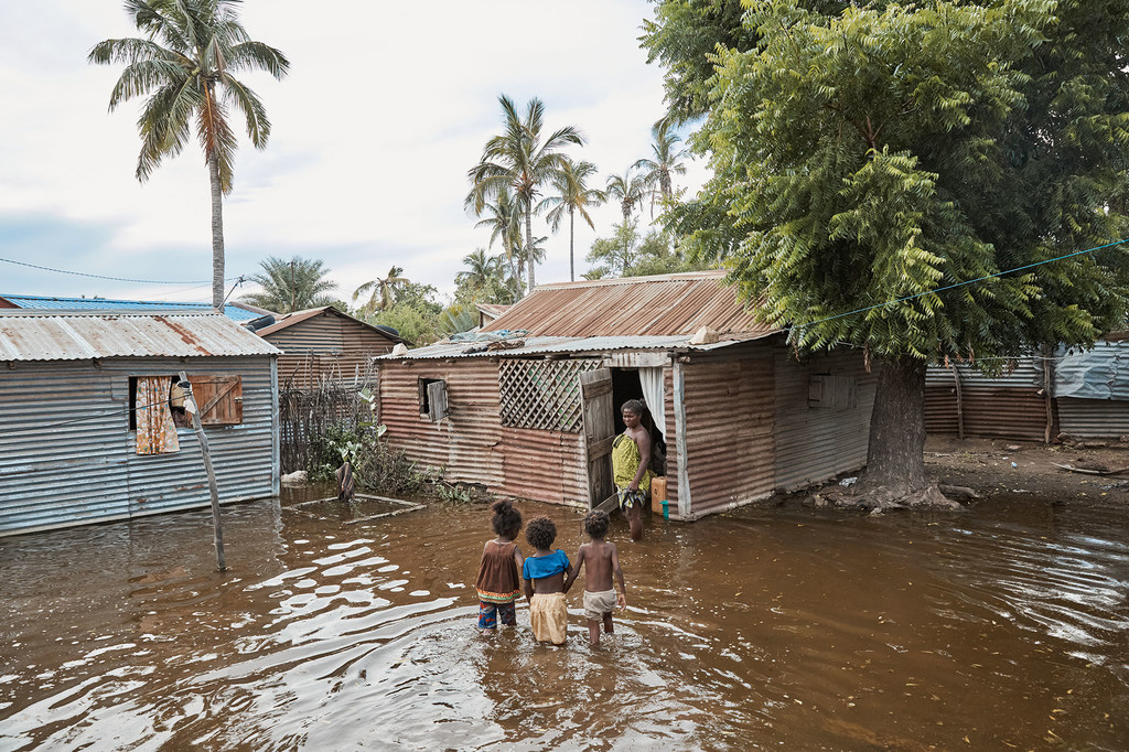 Climate-related disasters like floods, as pictured in Madagascar, can lead to a range of health problems.