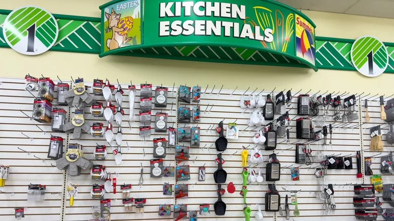 Kitchen essentials on display at a Dollar Tree in San Jose