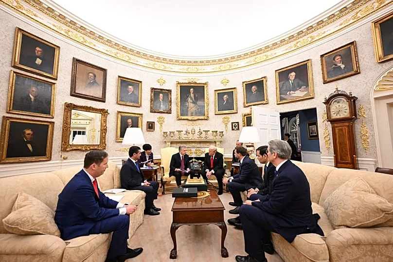 US President Donald Trump hosts his Uzbek counterpart Shavkat Mirziyoyev at the Oval Office to hold bilateral talks, Washington, Thursday, 6 No. 2025