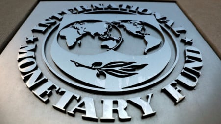 File Photo: The International Monetary Fund (IMF) logo is seen outside the headquarters building in Washington, US, 4 September 2018. Photo: REUTERS
