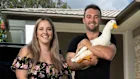 Cameron and Chantelle Hill, with duck Peanut, moved further out so they could get onto the property ladder. 