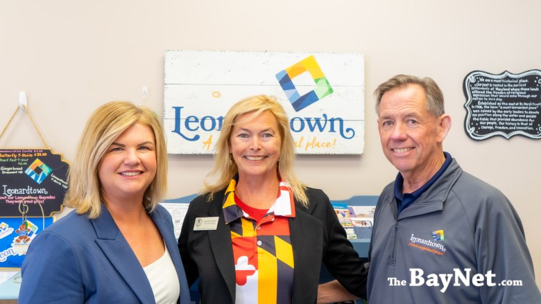 Image: Christine McPherson, assistant director of community and economic development partnerships with the Maryland Department of Housing and Community Development, Jennifer Misner, Leonardtown Main Street manager, Leonardtown Mayor Dan Burris
