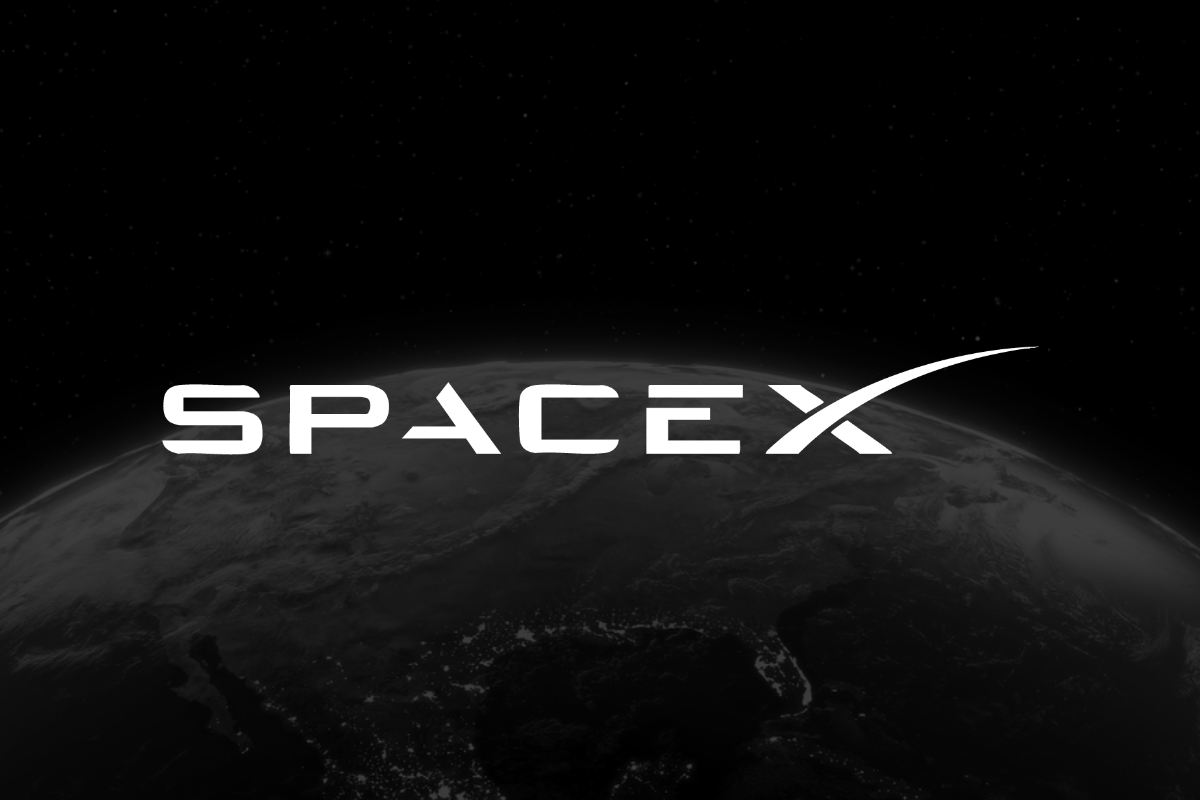 The SpaceX logo overlaid on an image of Earth from space.