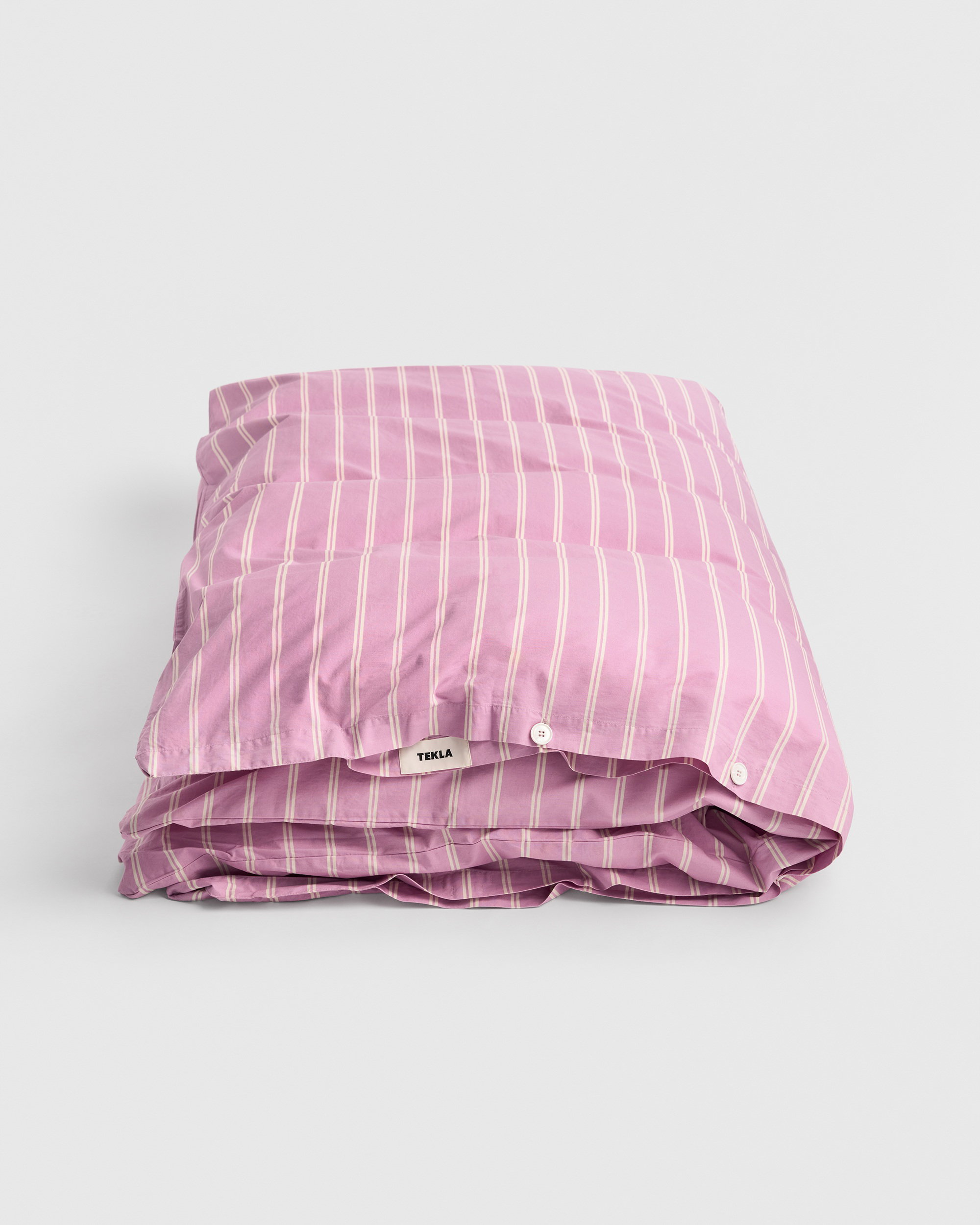 Tekla Fabrics Percale Duvet Cover &ndash; Mallow Pink Stripes